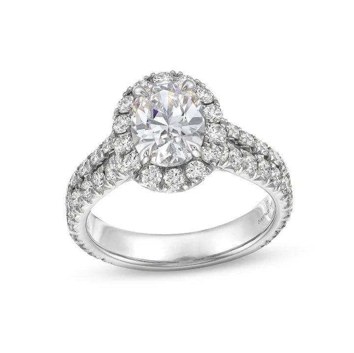 Bague de fiançailles avec diamants halo à rangées séparées par Diamonds Direct Designs