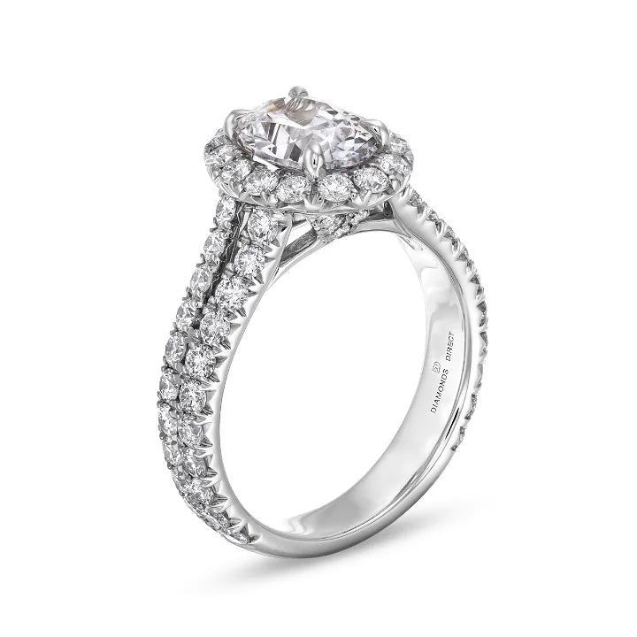 Split Row Halo Diamond Engagement Rings Setting by Diamonds Direct Designs