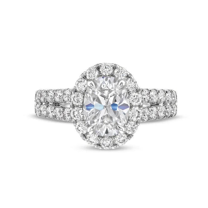 Bague de fiançailles avec diamants halo à rangées séparées par Diamonds Direct Designs